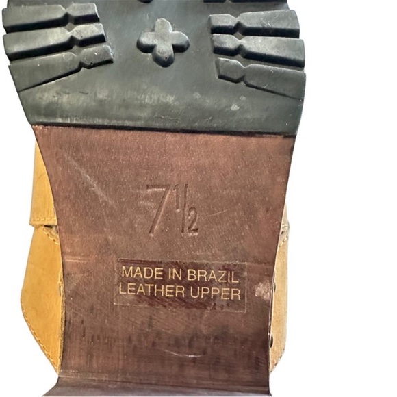 Vintage Candie's Leather Wooden Clog Sandal Women's 7.5 Tan Brown Studded Y2K - Picture 6 of 6